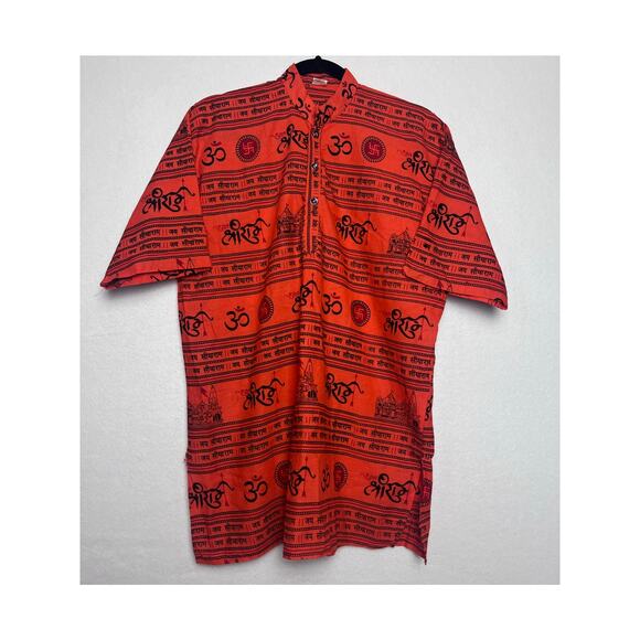 Men Kurta Handmade Casual Short Sleeve Shirt Size XXL T-Shirt Indian Bollywood - Picture 1 of 6
